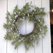 Load image into Gallery viewer, Frosted Mistletoe Festive Wreath
