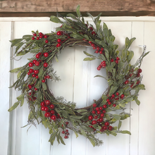 Load image into Gallery viewer, Festive Red Berry and Winter Foliage Wreath
