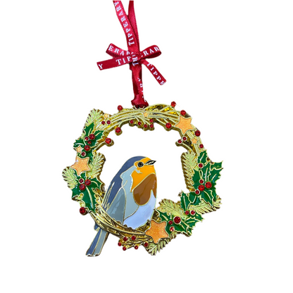 Sparkle Robin & Wreath Christmas Decoration