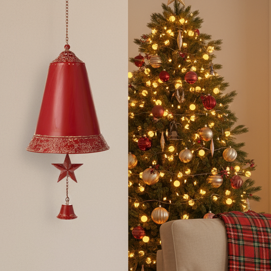 Vintage Style Red Star Christmas Bell