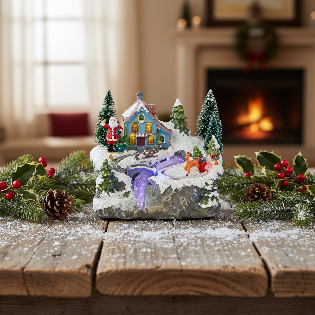 Christmas Village with Rotating Characters 19cm Battery Operated