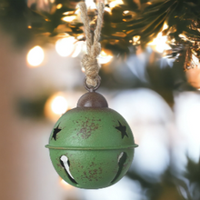 Load image into Gallery viewer, Small Green Metal Star Cut Out Christmas Bell
