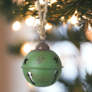 Small Green Metal Star Cut Out Christmas Bell