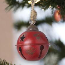 Load image into Gallery viewer, Small Red Metal Star Cut Out Christmas Bell
