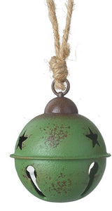 Small Green Metal Star Cut Out Christmas Bell