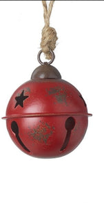 Small Red Metal Star Cut Out Christmas Bell