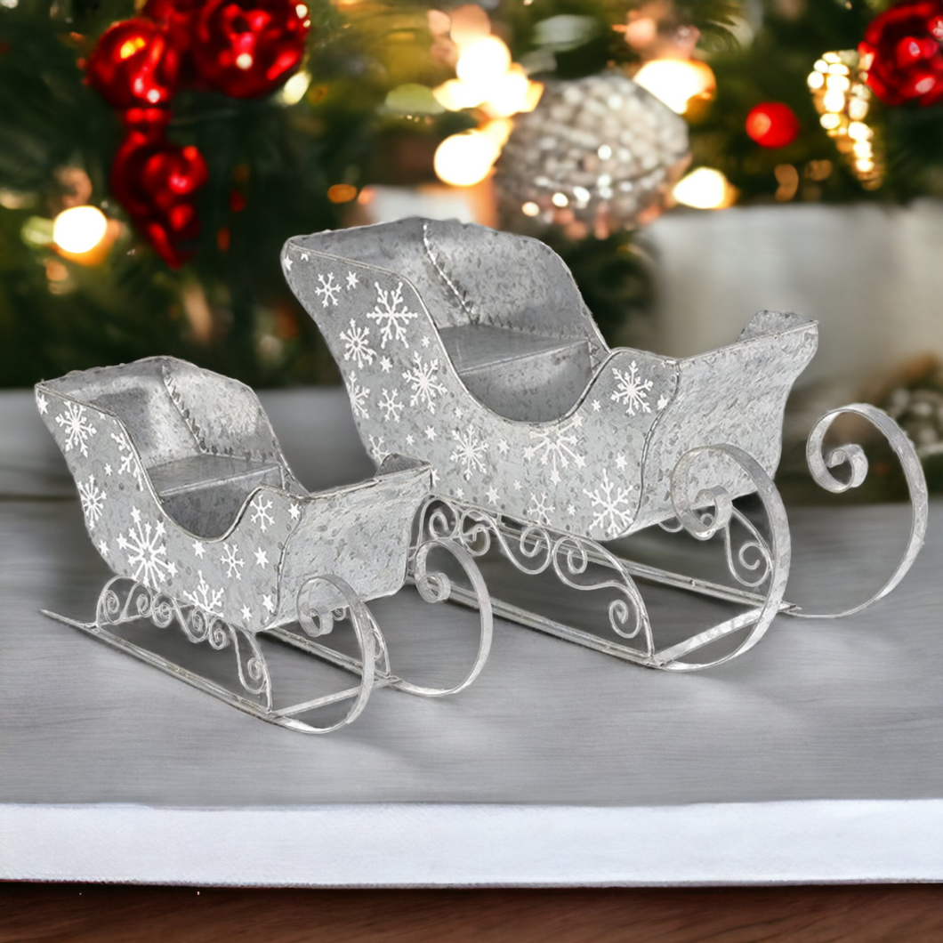 Silver Snowflake Christmas Sleigh Set