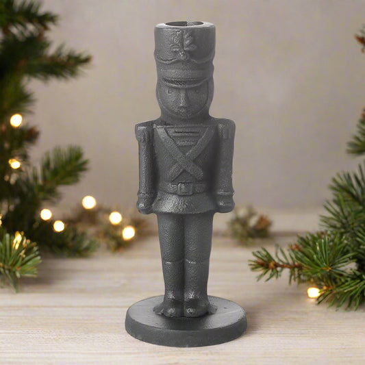Metal Nutcracker Christmas Candle Holder