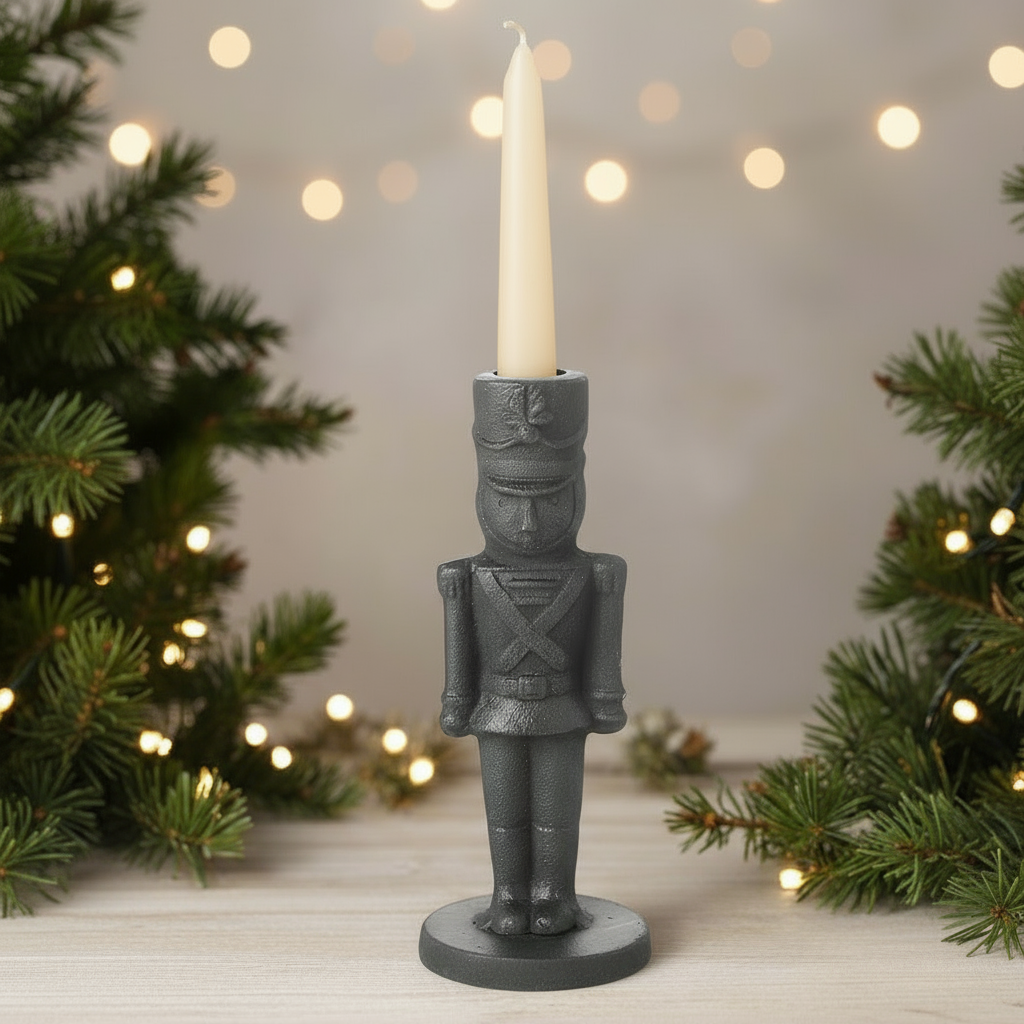 Metal Nutcracker Christmas Candle Holder