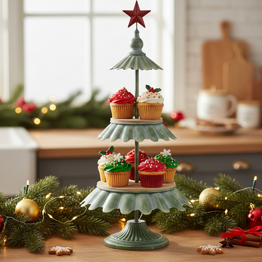 Vintage Style Christmas Tree Cake Stand