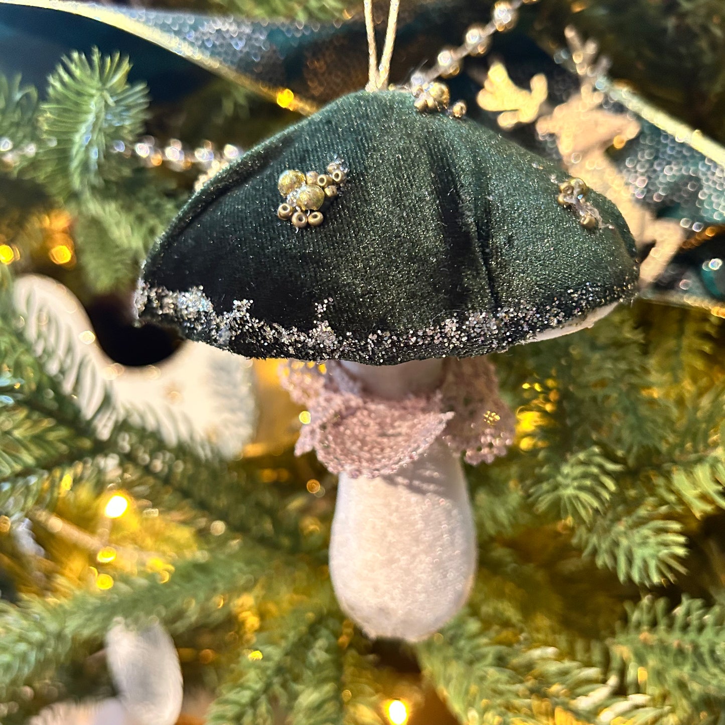 Velvet Mushroom Hanging Christmas Tree Decorations
