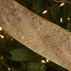 White and Gold Christmas Ribbon 5m