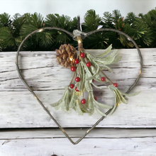 Load image into Gallery viewer, Christmas 25cm Heart with Mistletoe and Red Berries LED Lit
