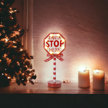 Load image into Gallery viewer, Santa Stop Here Light Up Sign
