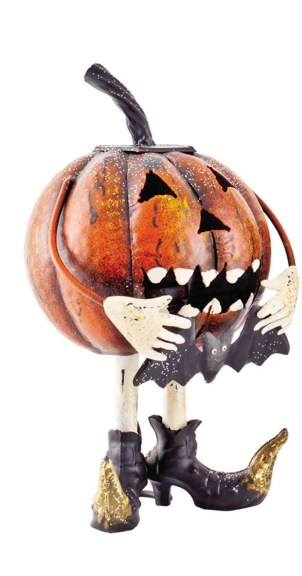 Halloween Standing Metal Pumpkin Tea Light Holders