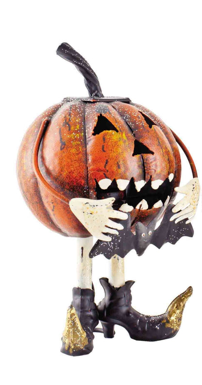 Halloween Standing Metal Pumpkin Tea Light Holders