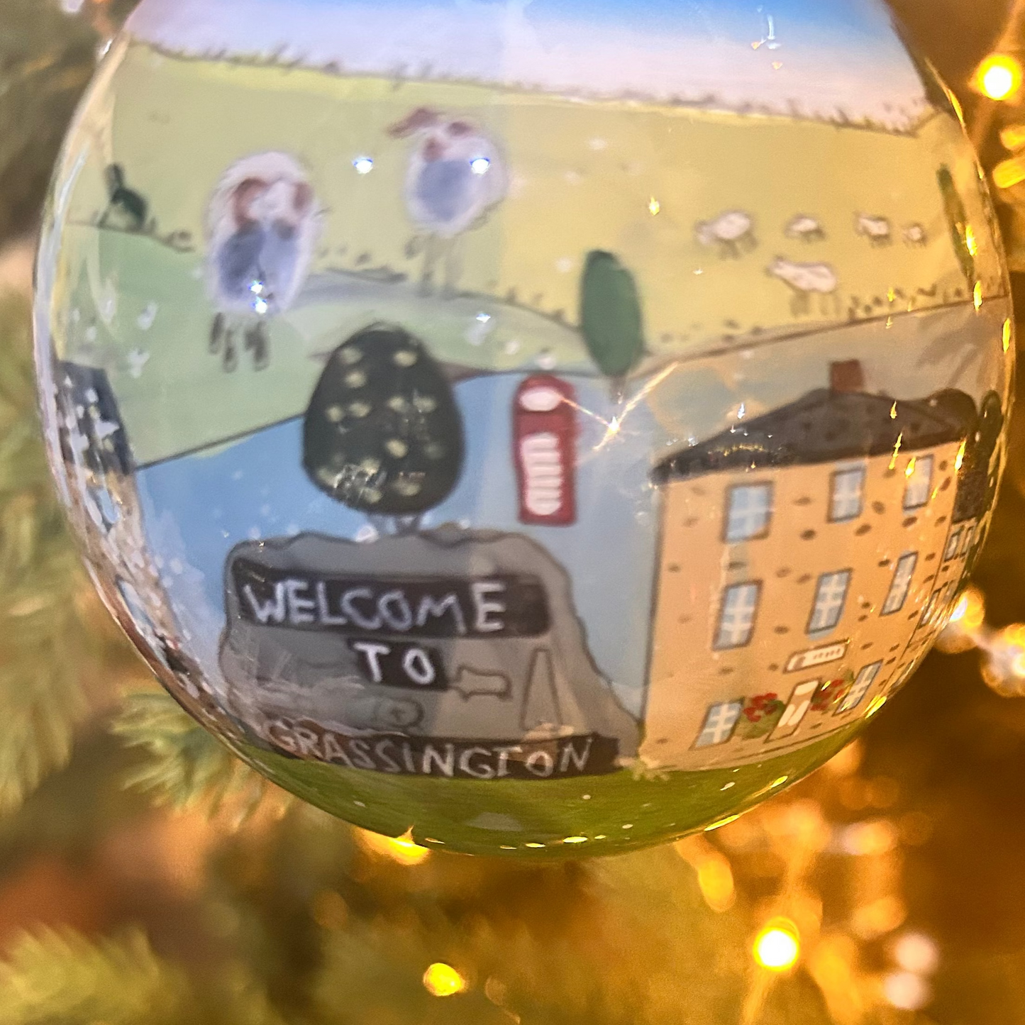 Grassington Village Glass Bauble