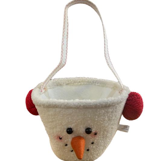 Snowman-themed decorative basket 