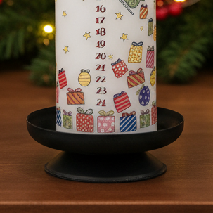 Black Pillar Christmas Candle Holder