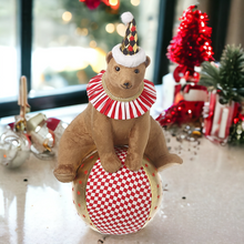 Load image into Gallery viewer, Christmas Circus Extra Large Balancing Bear on Ball
