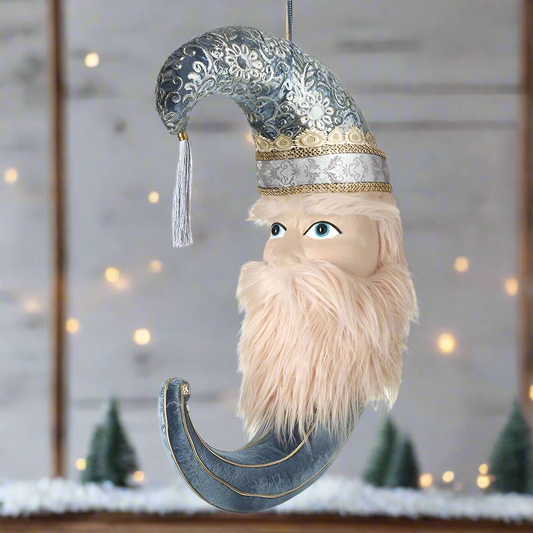 Hanging Blue Santa Moon Christmas Decoration
