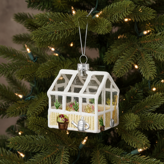 Glass Green House Christmas Hanging Decoration