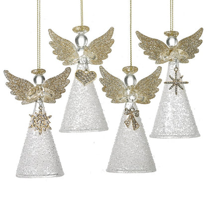 Gold Angel Glass Hanging Christmas Tree Decoration