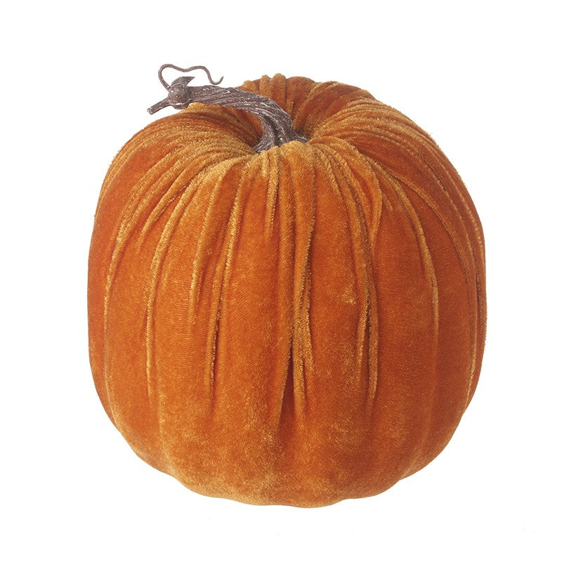 Large Velvet Orange Pumpkin Decoration