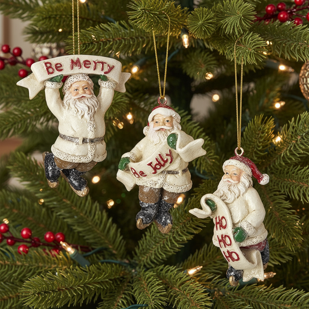 Ice Skating Santa Hanging Christmas Tree Decoration Assorted