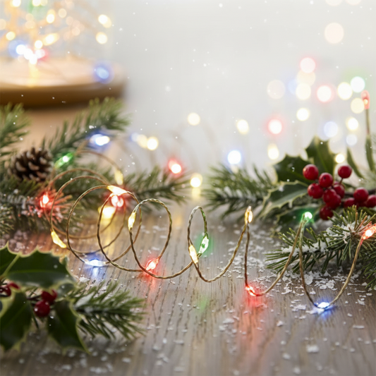 100 Multi Coloured Microbright LED Pin Wire Christmas Lights