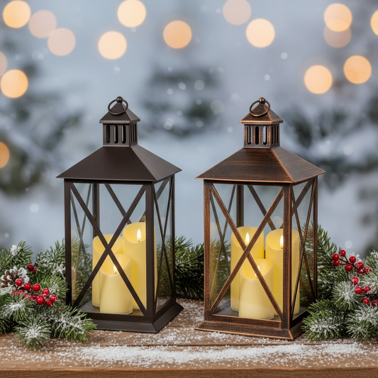 Flickering 3 Candles Christmas Lantern