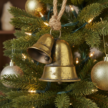 Gold Metal Christmas Bells Hanging Decoration