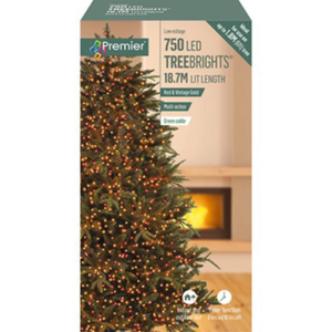 Premier TreeBrights 750 Red and Vintage Gold LED Christmas String Lights