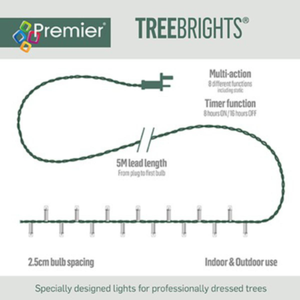 Premier TreeBrights 1000 Vintage Gold LED String Lights Clear Cable
