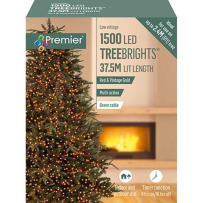 Premier TreeBrights 1500 Red and Vintage Gold LED String Lights