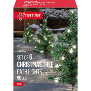 Set of 6 Christmas Tree Path Lights White