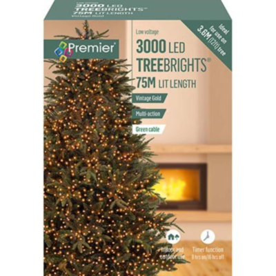 Premier 3000 Vintage Gold LED Treebrights String Lights
