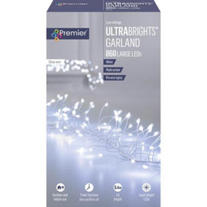 Premier Ultrabright 5.4m Garland Pin Wire with Large White LEDs