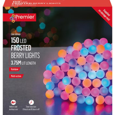 Premier 150 Rainbow Frosted Cap Christmas Berry String Lights