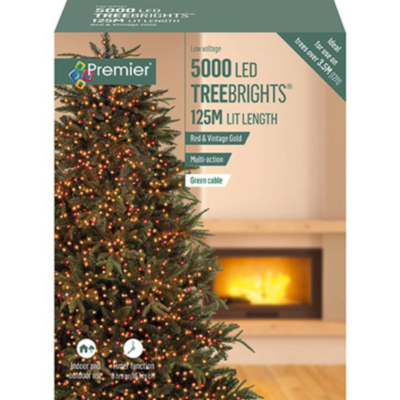 Premier 5000 Red and Vintage Gold LED Treebrights String Lights