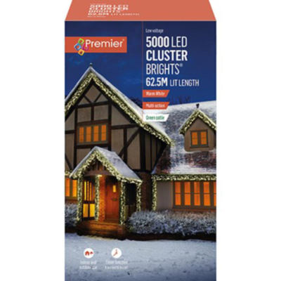 Premier 5000 LED Cluster Brights Christmas Lights Warm White