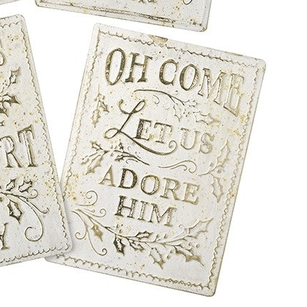 Cream and Gold Aged Christmas Sign Assorted