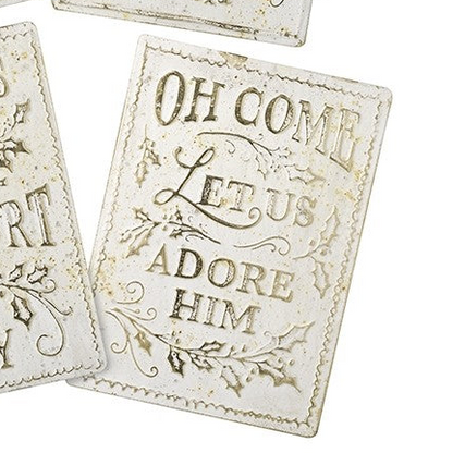 Cream and Gold Aged Christmas Sign Assorted