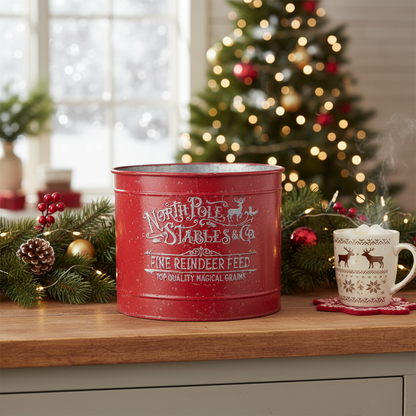 North Pole Stables & Co Red Christmas Bucket