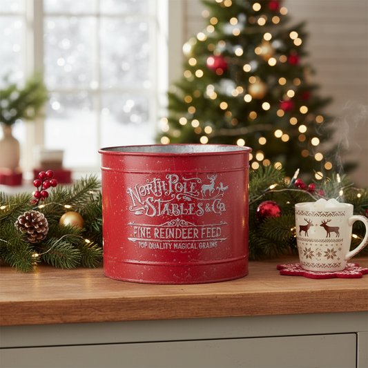 North Pole Stables & Co Red Christmas Bucket