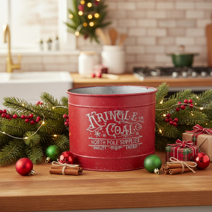 Kringle Coal Red Christmas Bucket