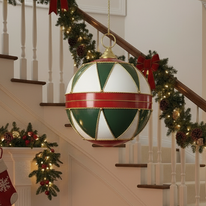 Large Red, Green, White and Gold 50cm Christmas Bauble