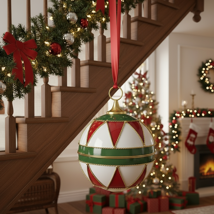 Large Red, Green, White and Gold Oversized Christmas Bauble