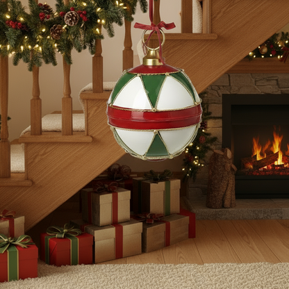 Red, Green, White and Gold Oversized Christmas Bauble 30cm