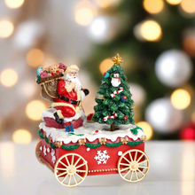 Load image into Gallery viewer, Musical Santa With Tree on Cart Christmas Music Box
